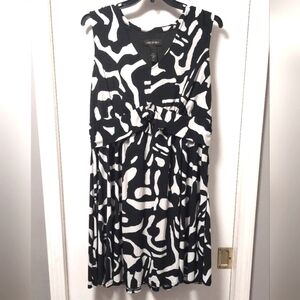 LANE BRYANT Black and White Midi Knee Length Dress